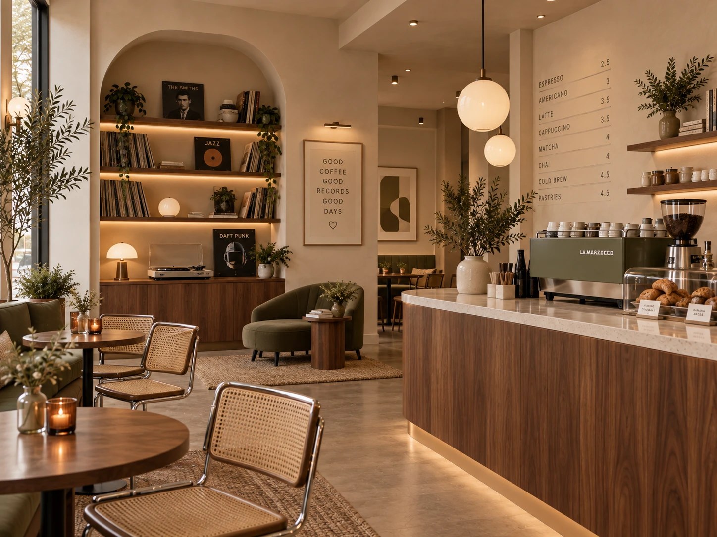 AI generated coffee and record shop