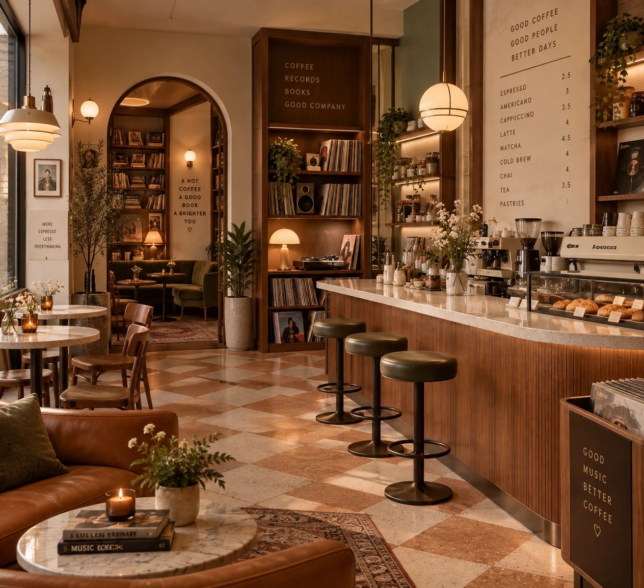 AI generated coffee and record shop