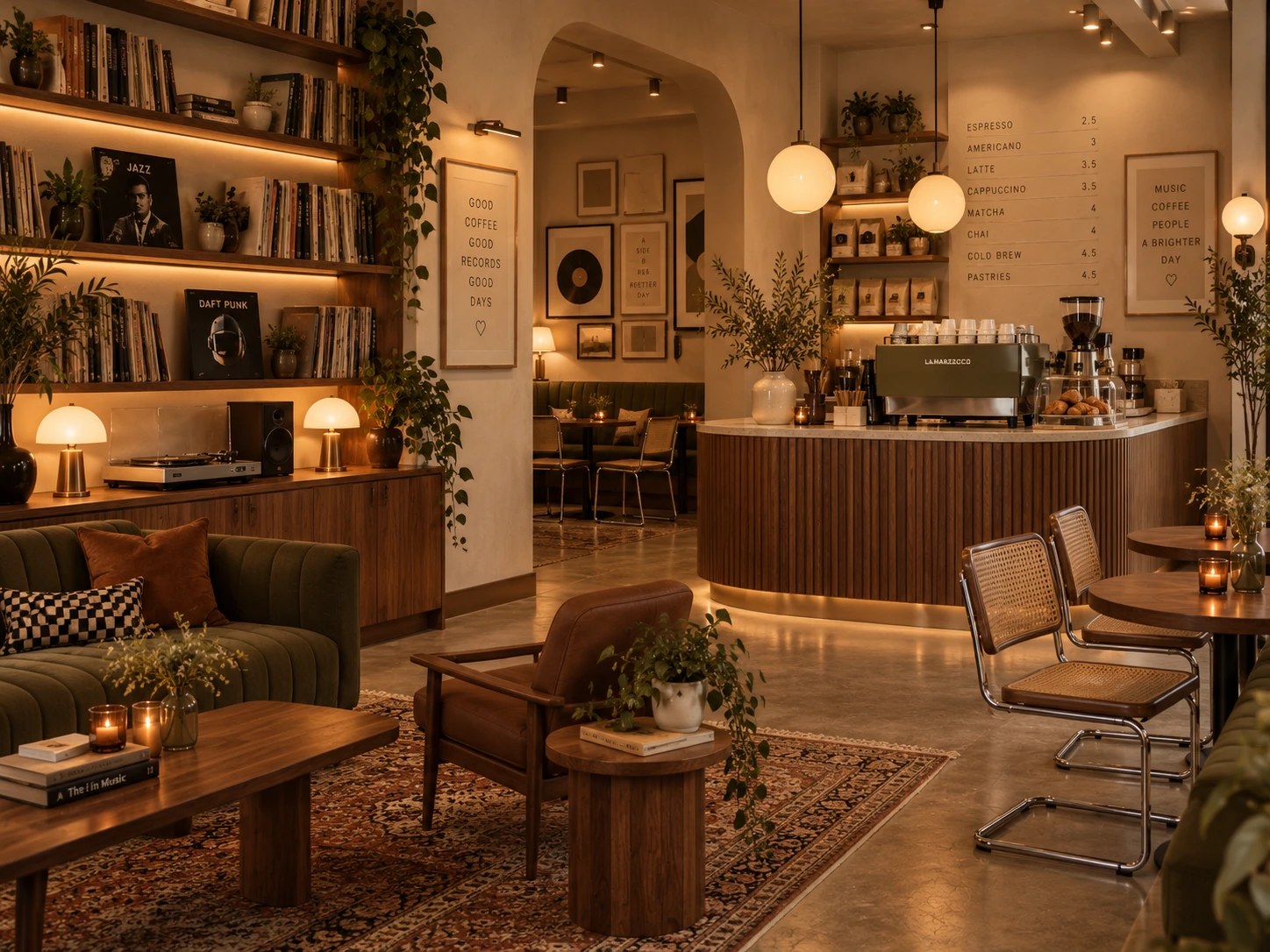 AI generated coffee and record shop