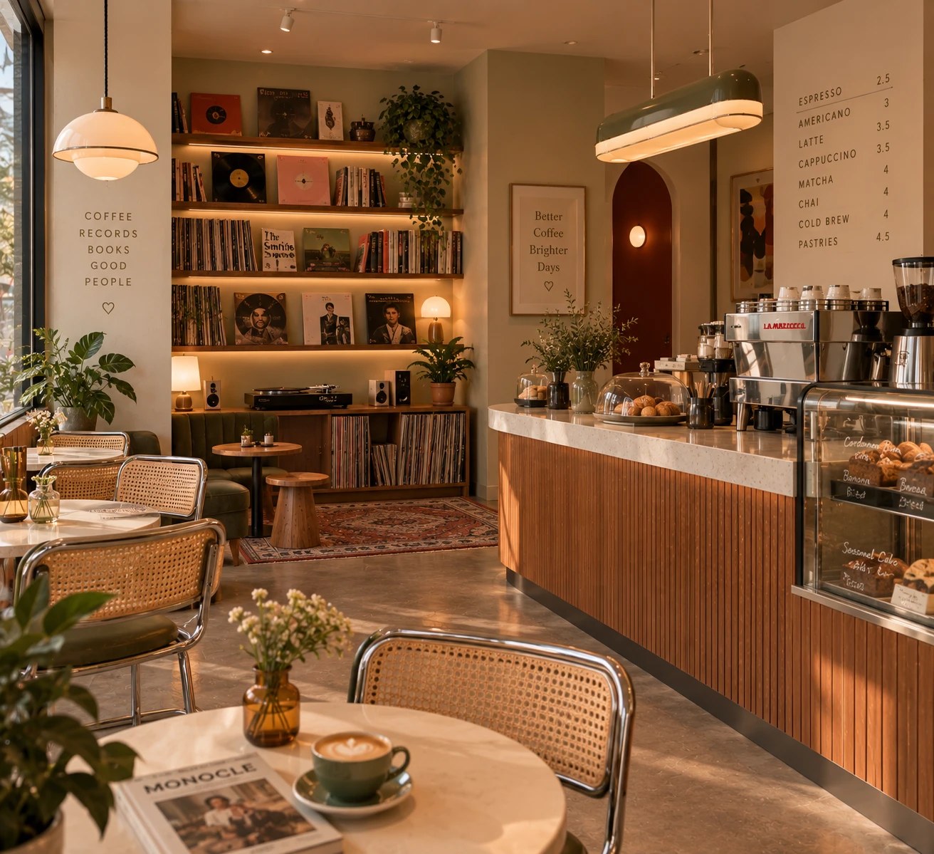 AI generated coffee and record shop