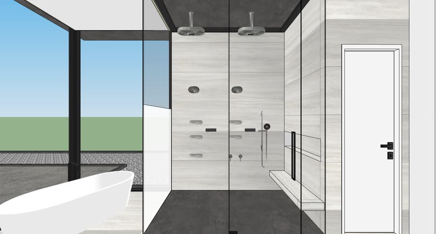 Principal shower bathroom, first presentation, view 1