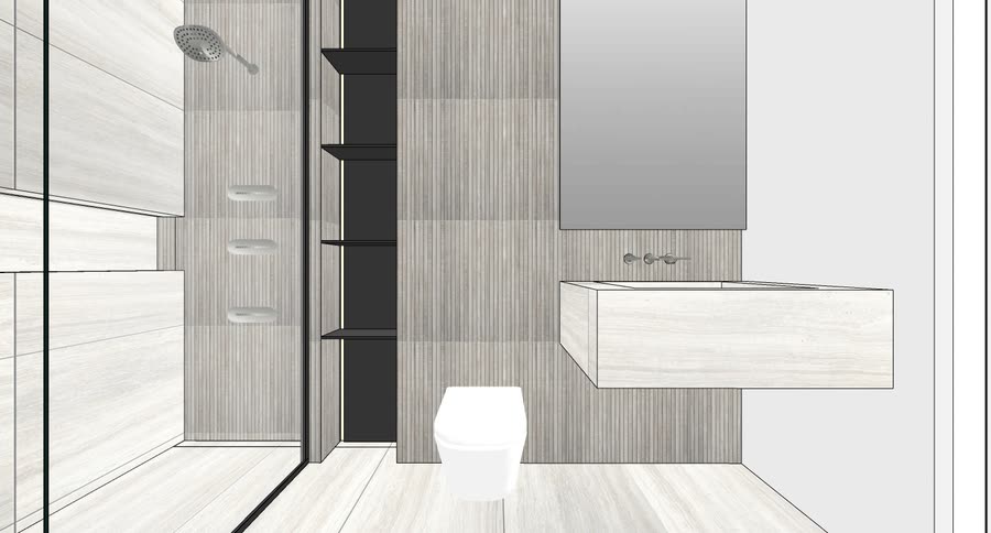 Pool bath bathroom, first presentation, view 1