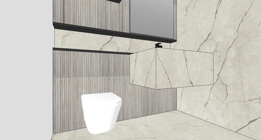 Powder bathroom, first presentation, view 1