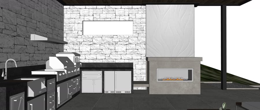 Outdoor kitchen, option one, view 2