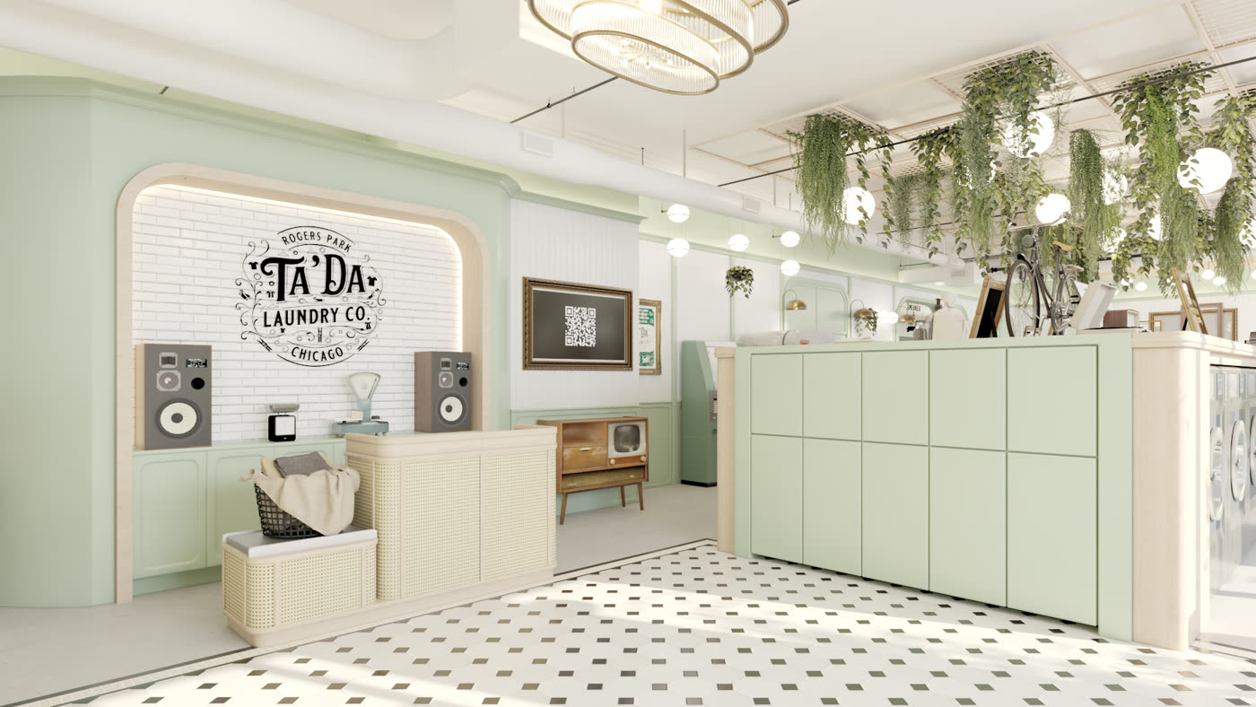 Ta'Da laundromat, the final rendering in mint