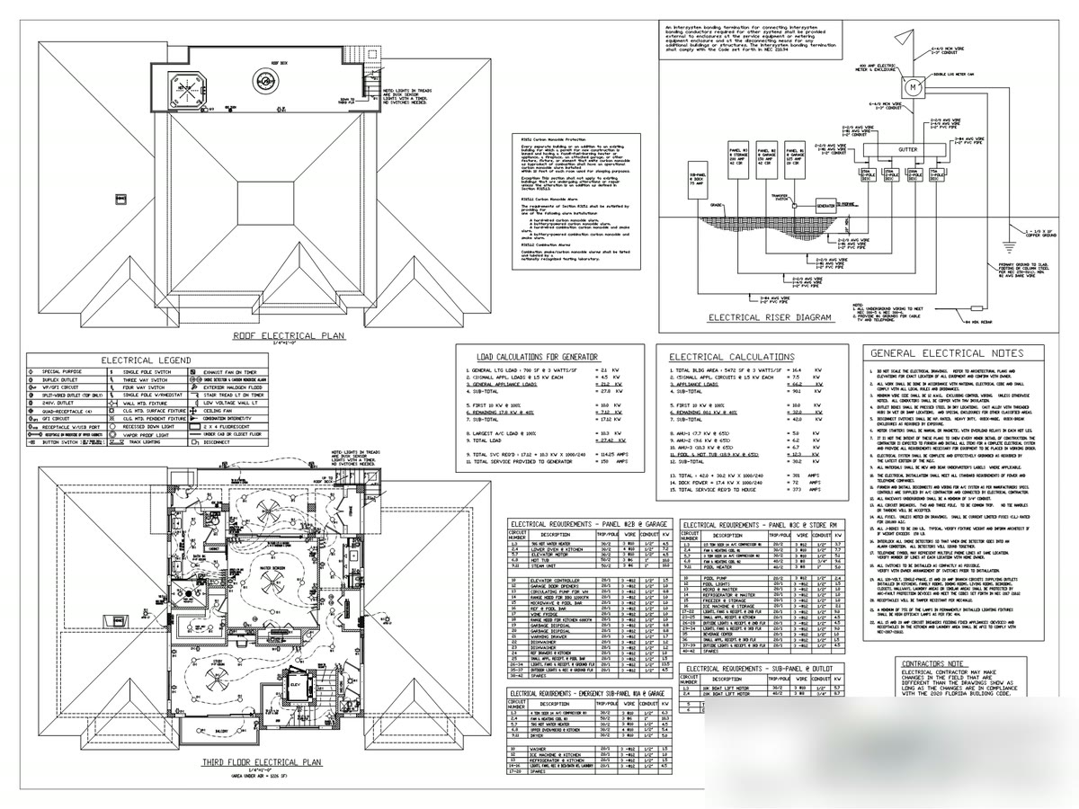 Electrical sheet E-2: lighting and power layout