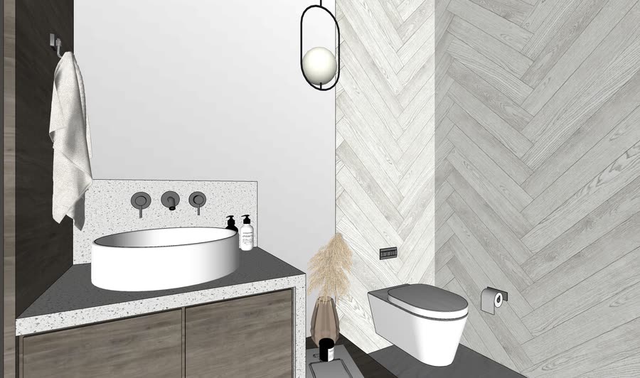 Bathrooms, drafts one, frame 5