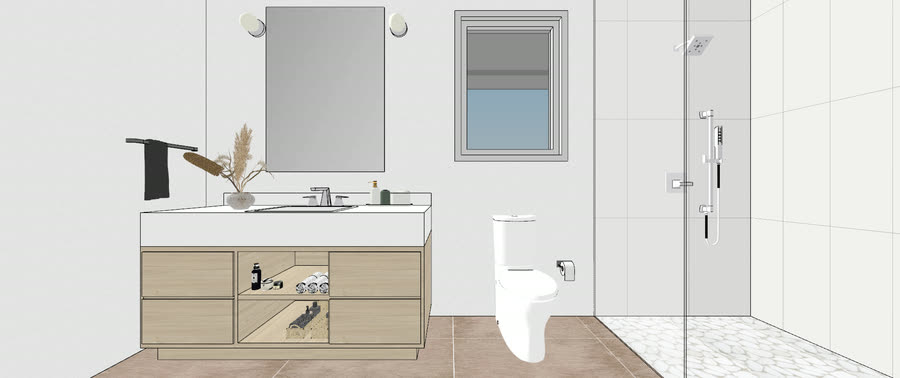 Bathrooms, drafts three, frame 3
