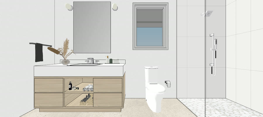 Bathrooms, drafts four, frame 3