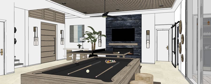 Lower level, drafts one, frame 4